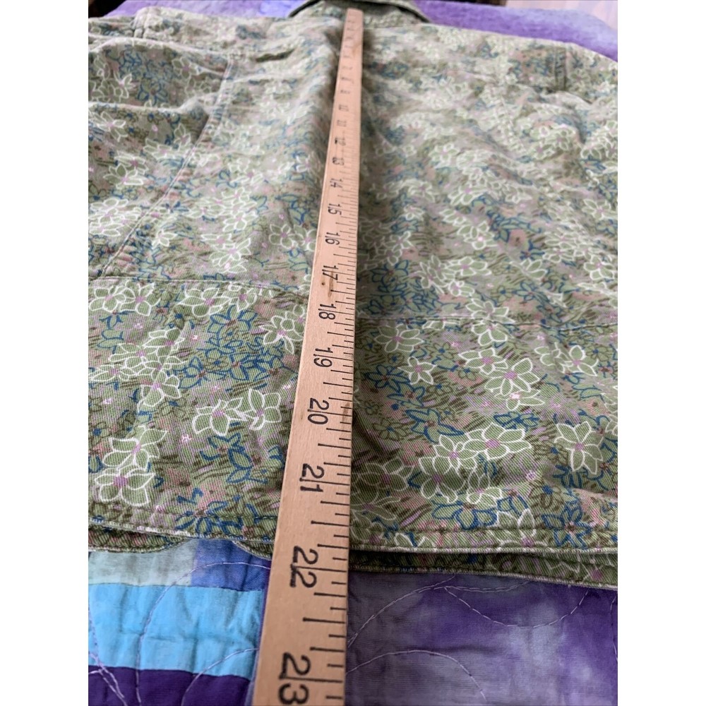 Christopher and Banks Women Denim Jacket Size Medium Button Up Floral Y2K - Picture 7 of 7